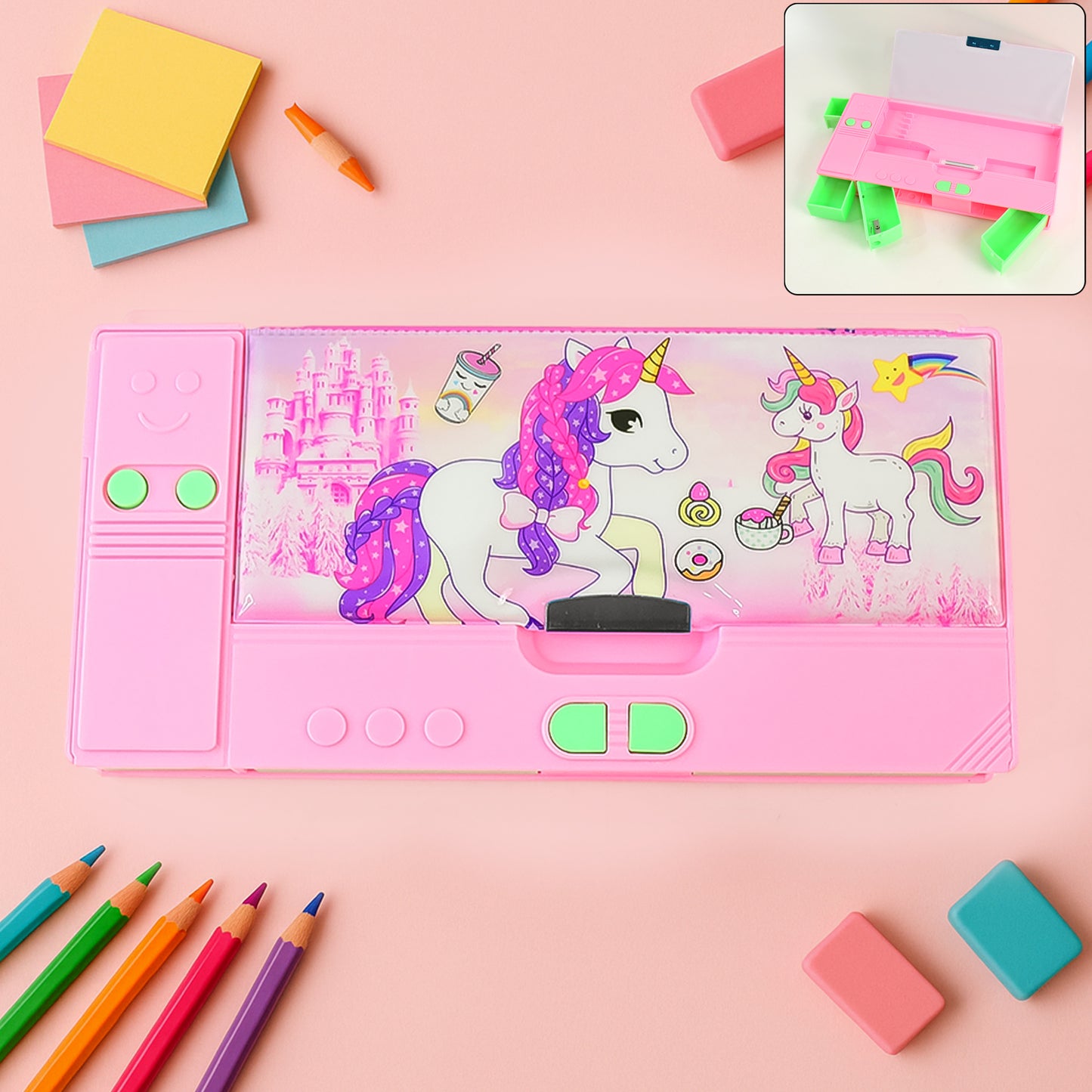 4569 Multi Purpose Gadget Jumbo Pencil Box Compass With Calculator Jumbo 2 Side Slot Geometry Box Compass Use School  Traveling  Studio